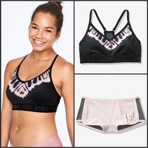 VS PINK ULTIMATE SPORTS BRA VELVET BOYSHORT PANTY